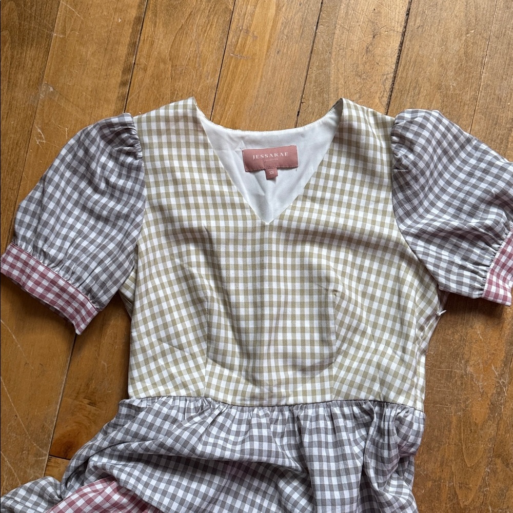 JessaKae Elegant Multicolor Gingham Tiered Dress XS - Picture 7 of 10